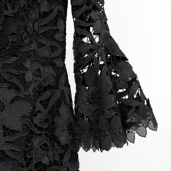 Nicholas Black Botanical Lace Lace-Up Off-Shoulder Cocktail Dress - Picture 7 of 12